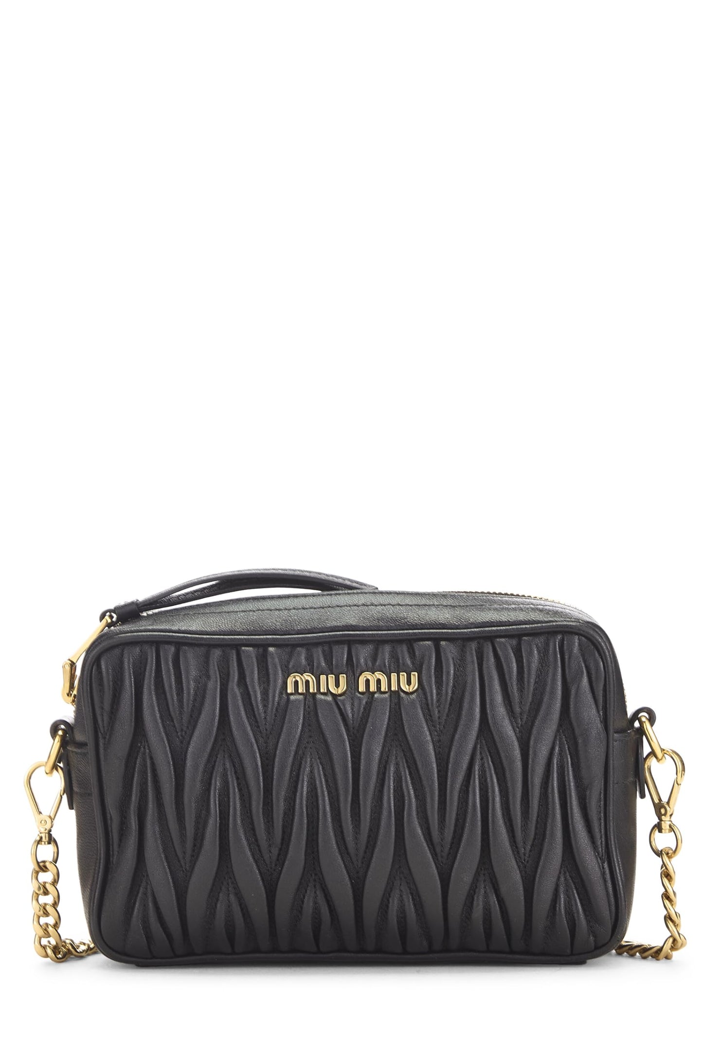 Miu Miu, Pre-Loved Black Nappa Crossbody, Black