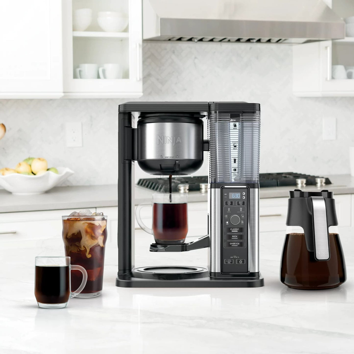 Ninja Hot & Iced, Single Serve or Drip Coffee System, CM300 (Renewed),10 cups