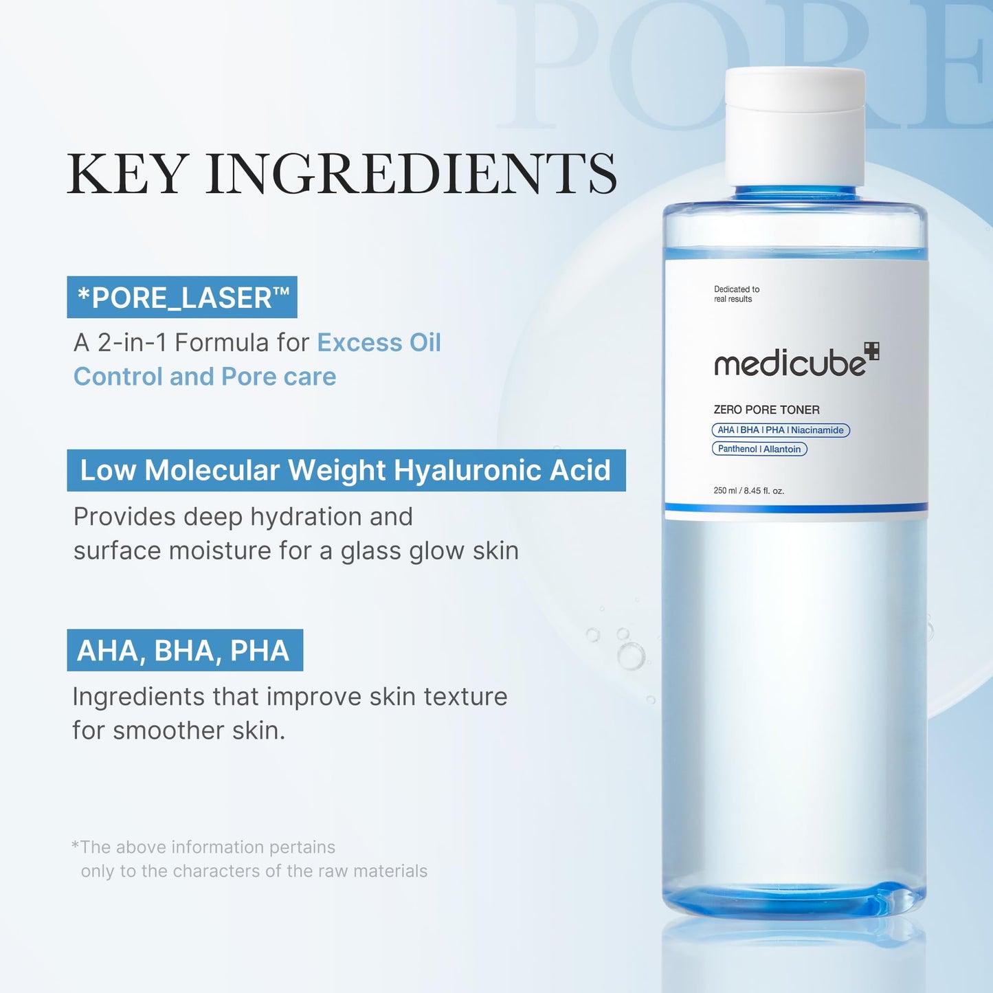 medicube Zero Pore Toner I Exfoliating & Hydrating Blue Bottle Water Toner with AHA, BHA, PHA, Niacinamide, and Panthenol | Korean Skin Care for Pores, Texture, and Moisture Care (8.45 fl. oz.)