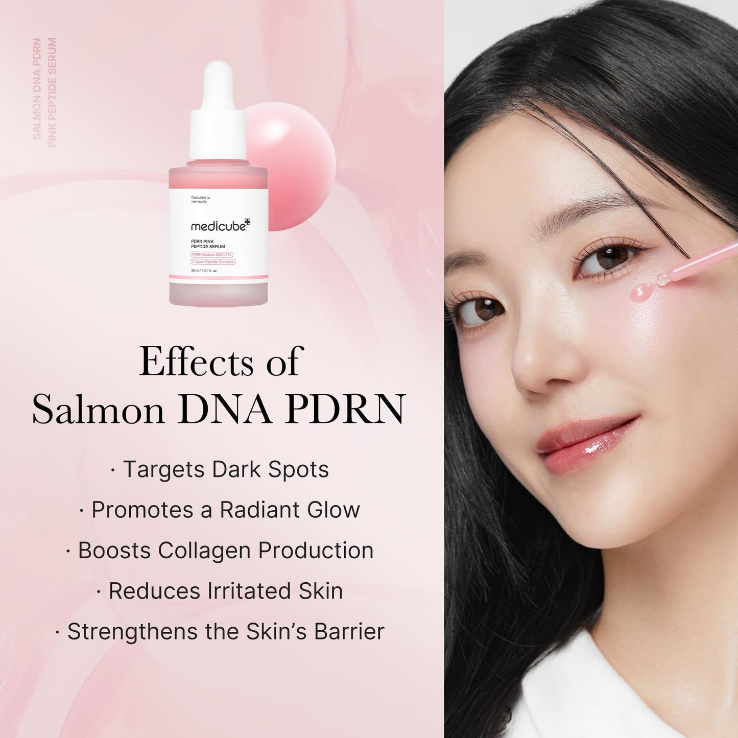 medicube Salmon DNA PDRN Duo for Beginner - Salmon DNA PDRN pink collagen jelly gel mask (4ea) + Salmon DNA PDRN Pink Peptide Serum, Pink glow serum