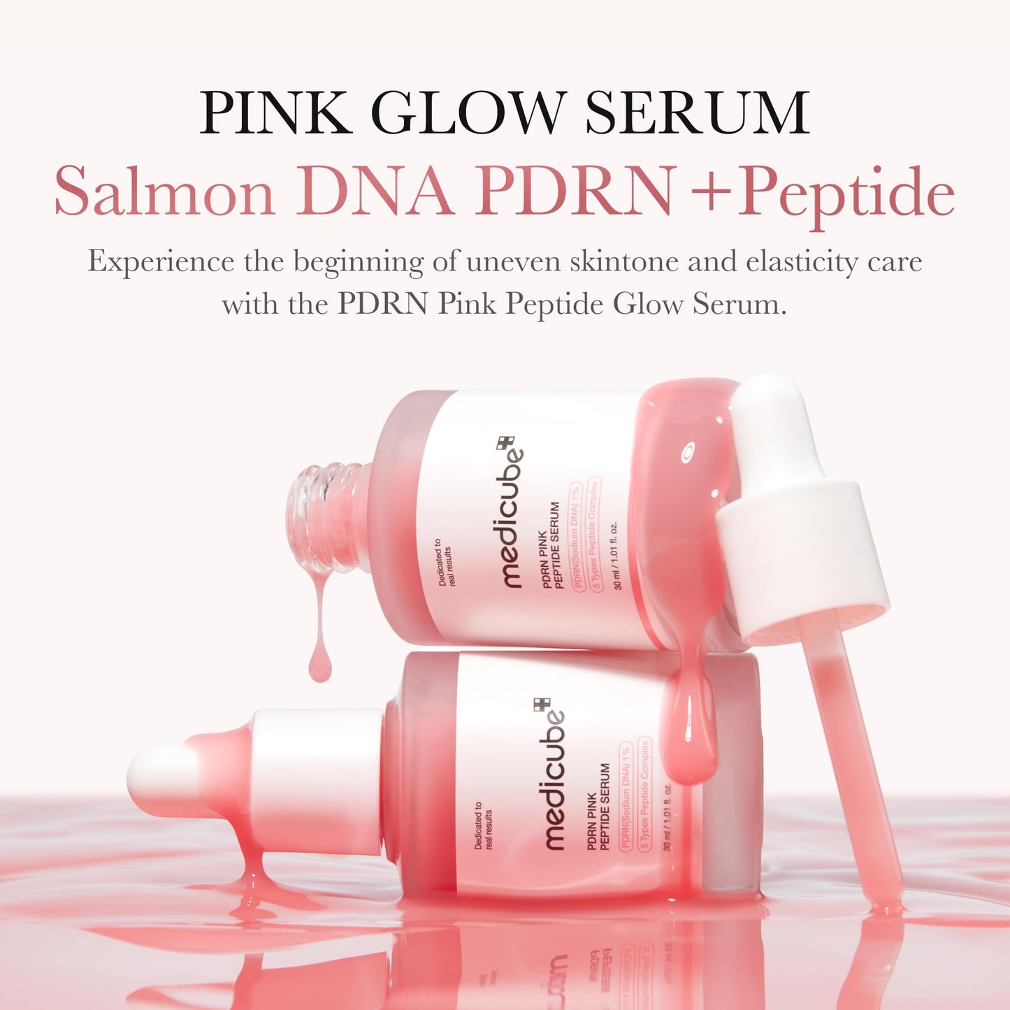 medicube Salmon DNA PDRN Duo for Beginner - Salmon DNA PDRN pink collagen jelly gel mask (4ea) + Salmon DNA PDRN Pink Peptide Serum, Pink glow serum