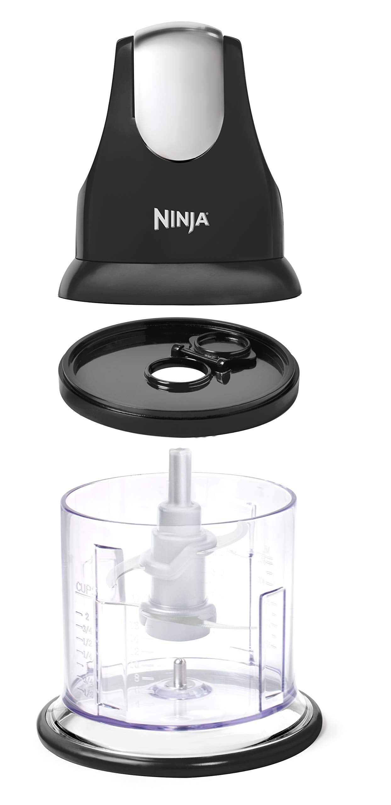 Ninja NJ100GR Express Chop Manual Food Processor for Chopping Mincing Pureeing Vegetables and other Ingredients 16-Ounces Gray