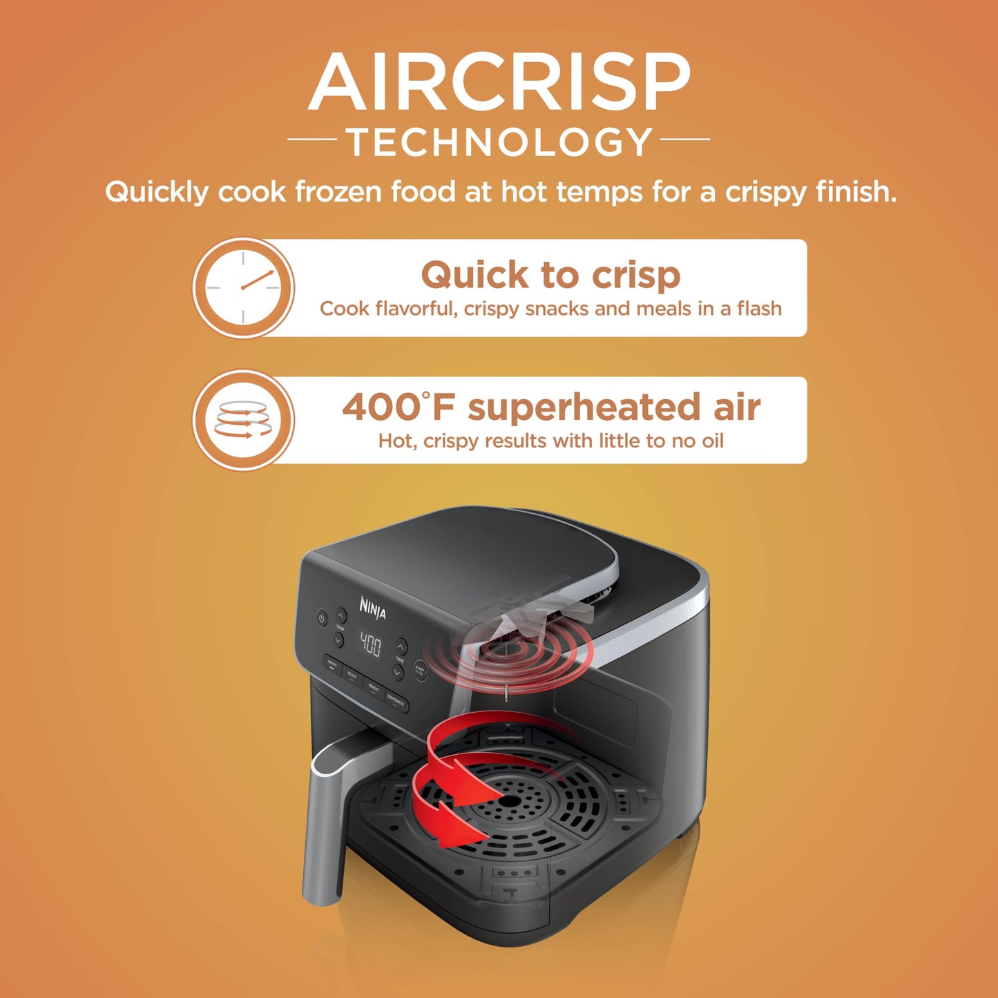 Ninja Air Fryer Pro 4-in-1 Capacity 5 m2 (4.7 Litres) Outdoor Roast, BBQ, Heating, Drainage, BBQ, Air Crisp Technology, Non-stick Basket and Crispy Griddle, Grey