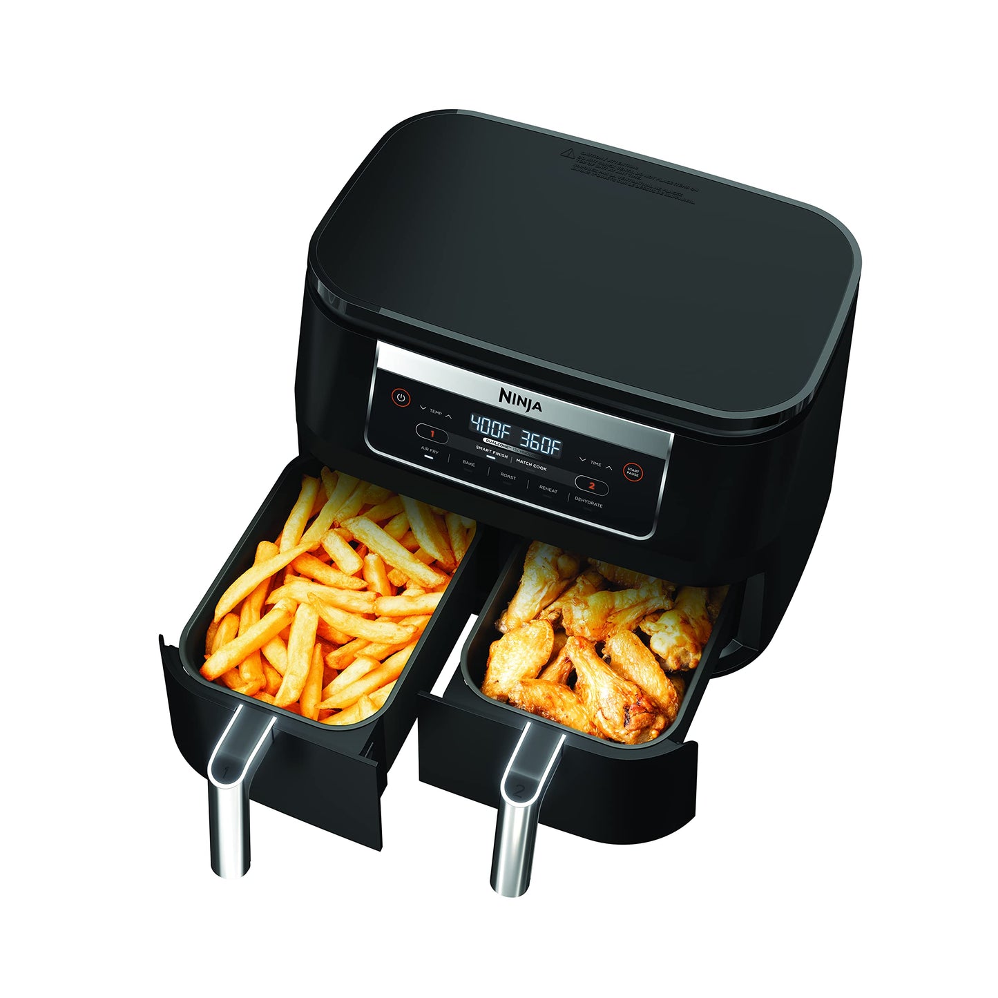 Ninja Foodi DZ090C 5-in-1, 6-qt. 2-Basket Air Fryer with DualZone Technology, Black