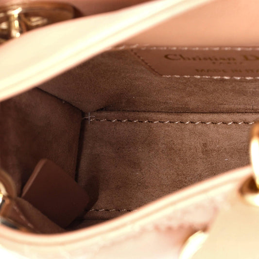Christian Dior, Pre-Loved Lady Dior Bag Cannage Quilt Lambskin Micro, Neutral