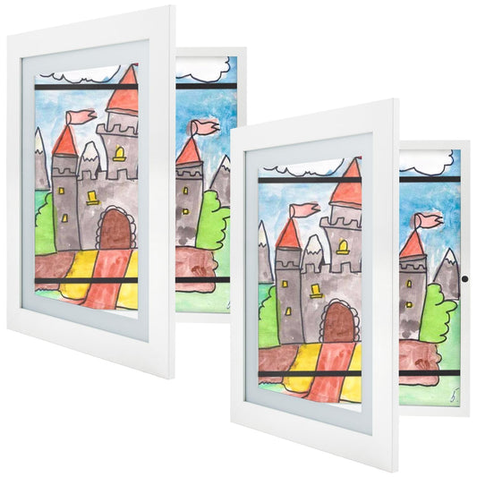 Golden State Art, 10x12.5 Kids Art Frames, Front-Opening Picture Frame Great for Kids Drawings, Artworks, Children Art Projects, Schoolwork, Home or Office (White, Set of 2)