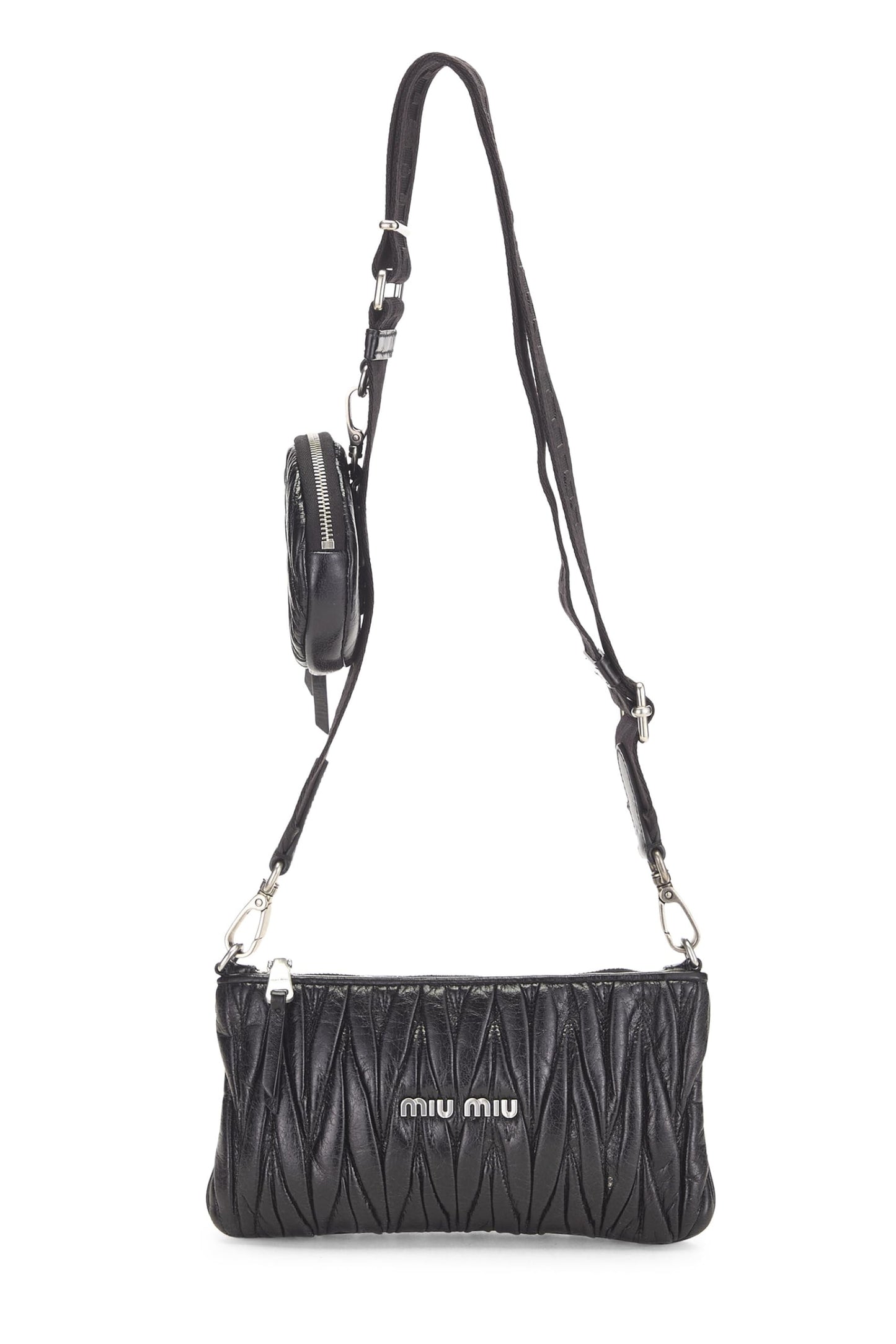 Miu Miu, Pre-Loved Black Nappa Crossbody, Black