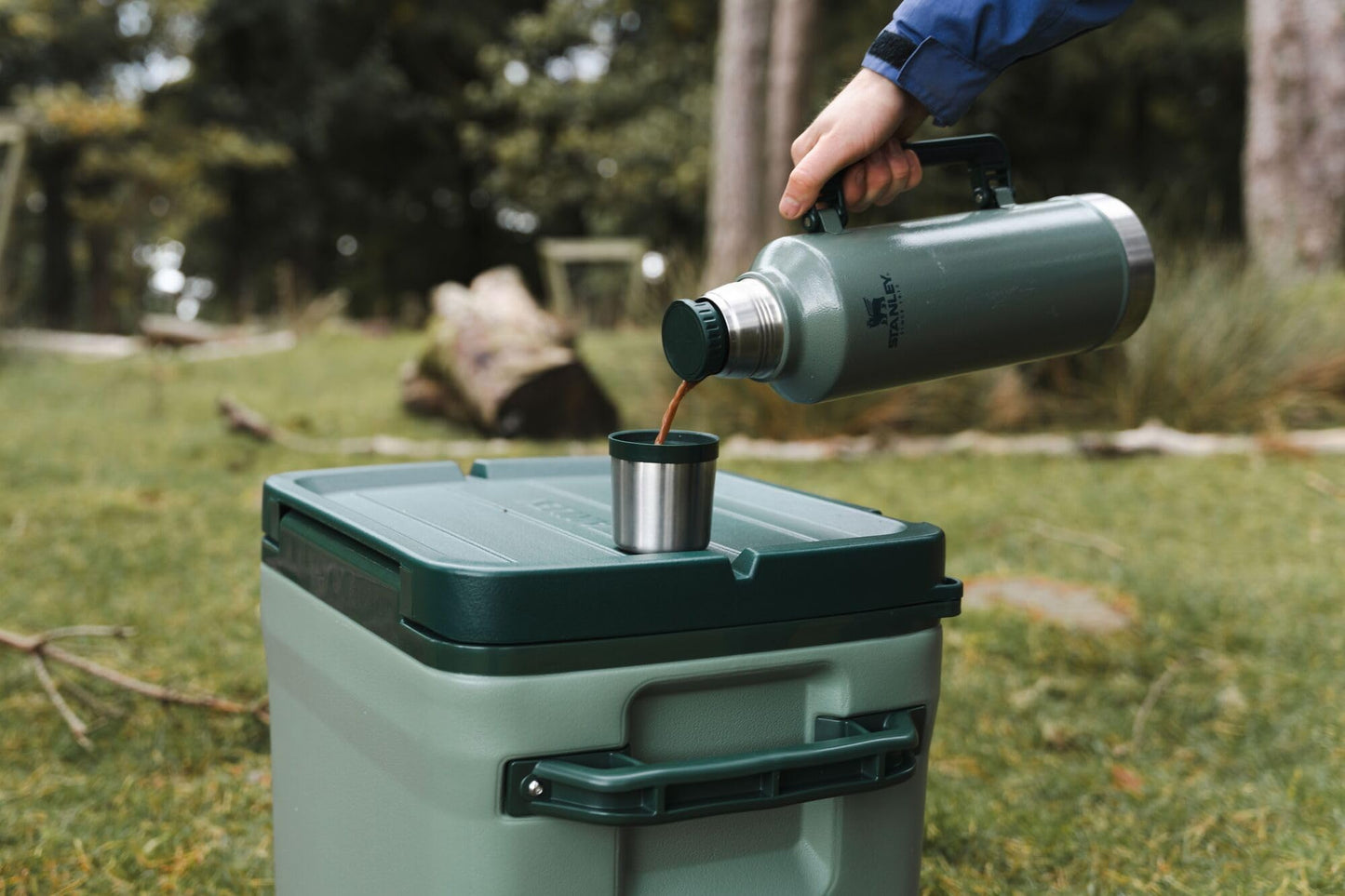 Stanley Classic Legendary Vacuum Bottle 2.5 qt | Wide Mouth with Leakproof Cup Lid | Keep Drinks Hot or Cold | Packable for Travel | Insulated Stainless Steel Thermos | BPA-Free | Hammertone Green