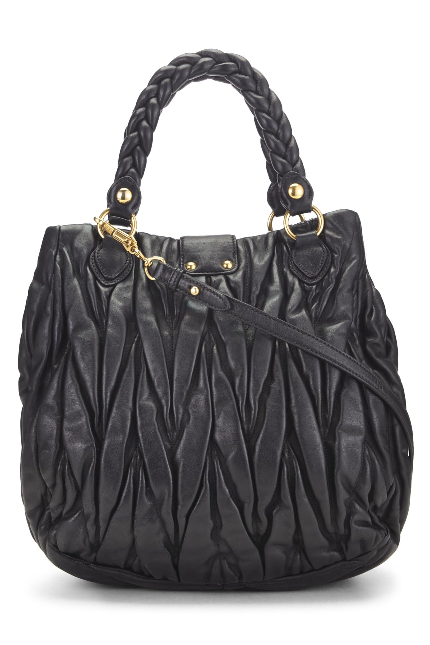 Miu Miu, Pre-Loved Black Nappa Buckle Handbag, Black