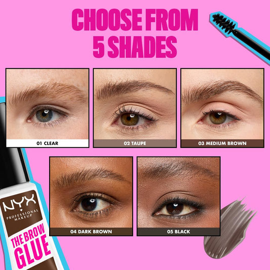 NYX PROFESSIONAL MAKEUP Bundle of The Brow Glue, Extreme Hold Clear Eyebrow Gel + The Face Glue Setting Spray + The Face Glue Gripping Primer