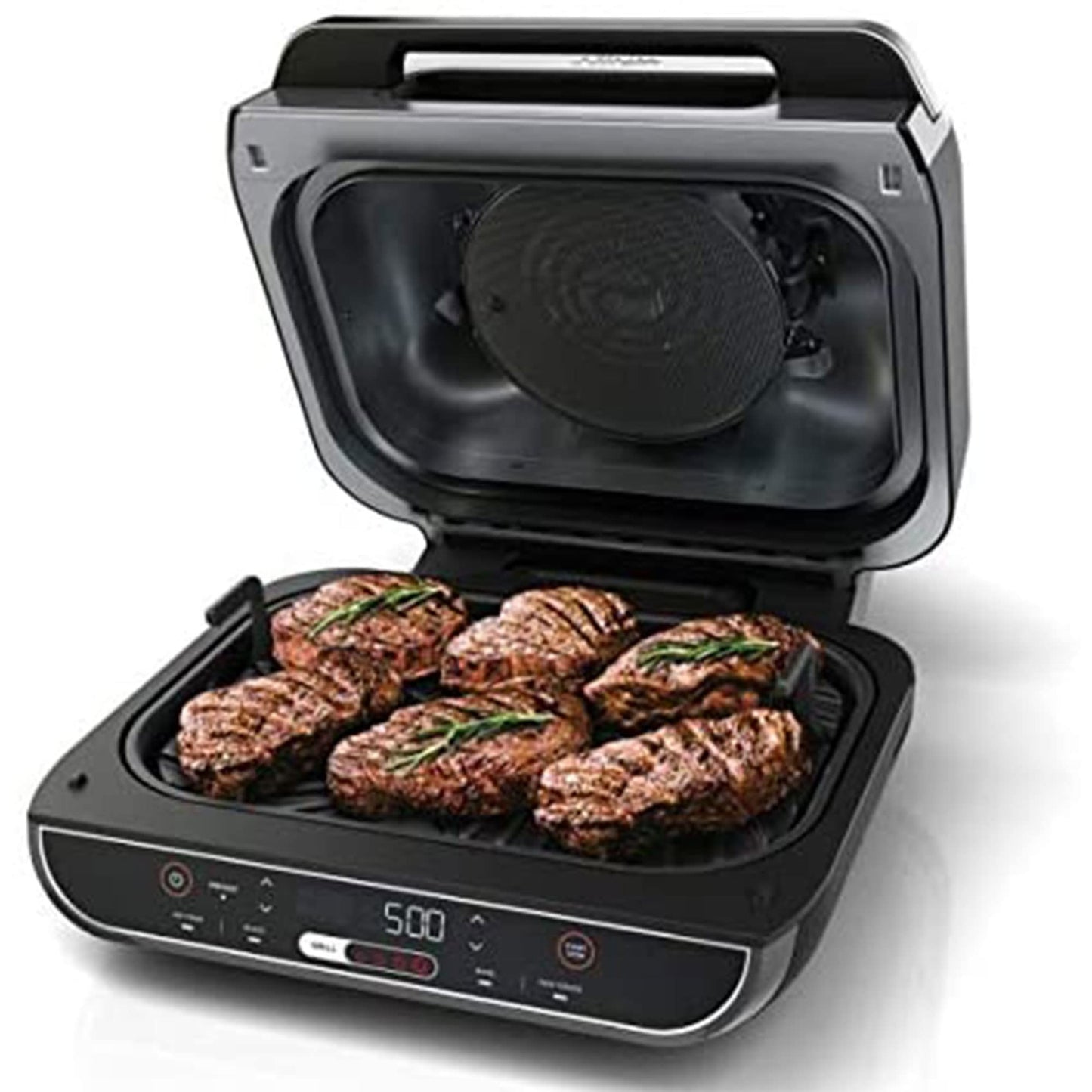 Ninja Foodi 5 In 1 Indoor Grill and Air Fryer with Surround Searing, Removable Grill Gate, Crisper Basket, Cooking Pot, and Smoke Control System