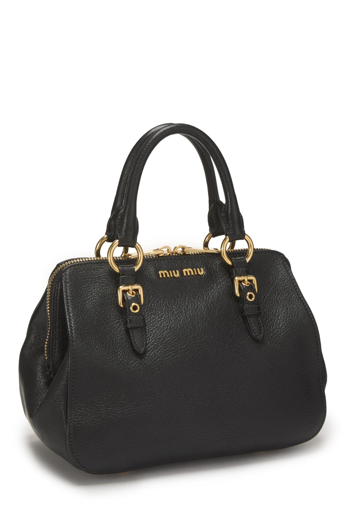 Miu Miu, Pre-Loved Black Calfskin Convertible Top Handle Bag, Black