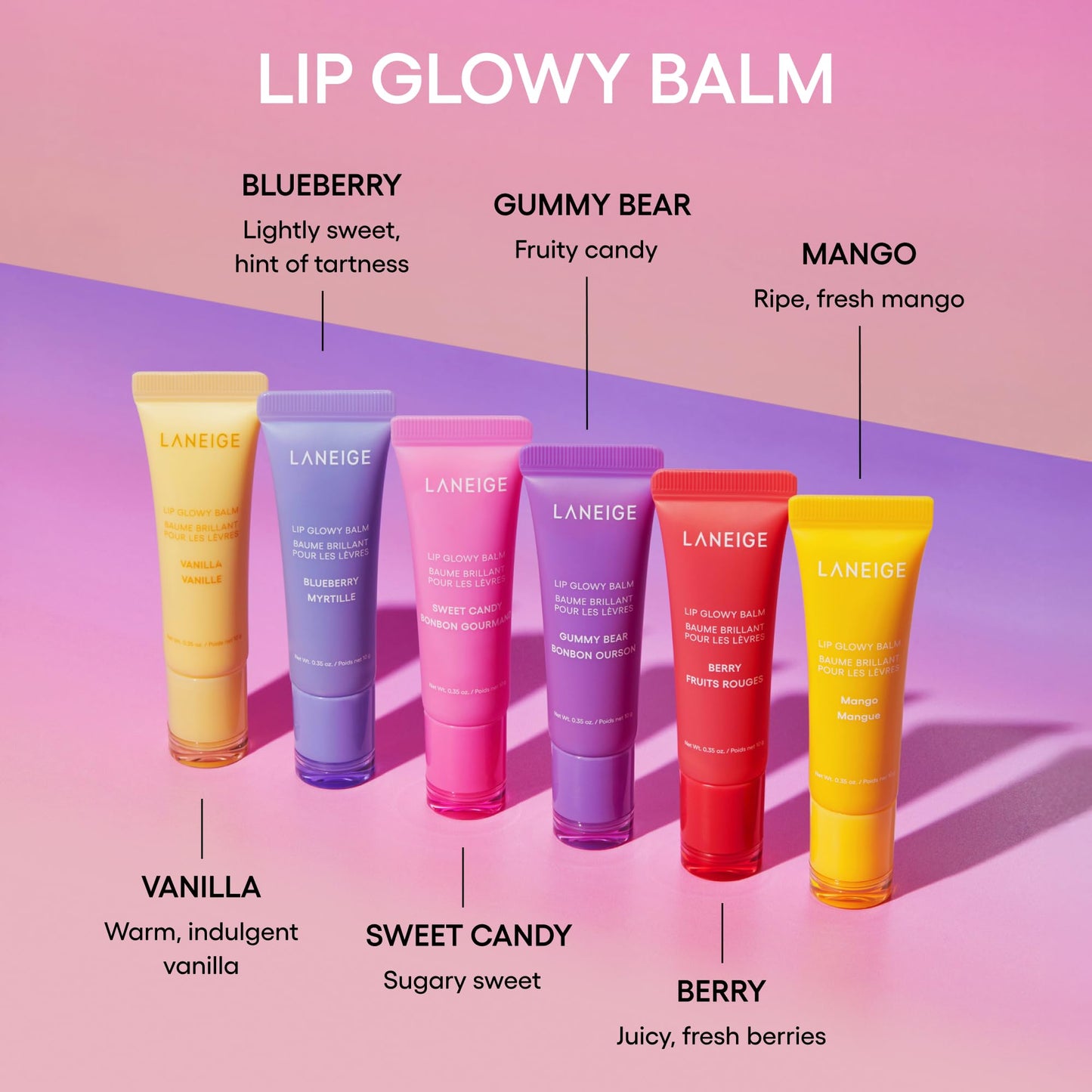 LANEIGE Day & Night Berry Lip Duo: Lip Sleeping Mask and Lip Glowy Balm with Vitamin C, Shea & Murumuru Butter for Hydrating Dry, Flaky Lips
