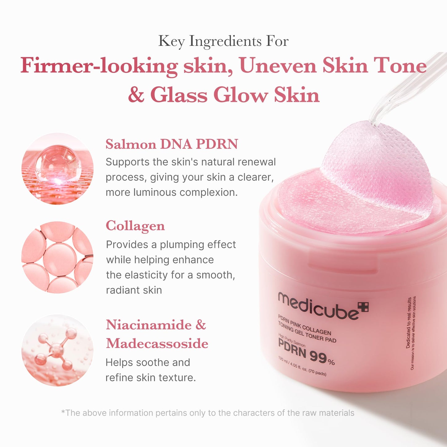 medicube Salmon DNA PDRN Pink Collagen Jelly Pad | Korean Gel Toner Pads with Niacinamide, Madecassoside, Retinol | Soothing, Radiance&Uneven Skin Tone | Korean Skin Care | 70Pads