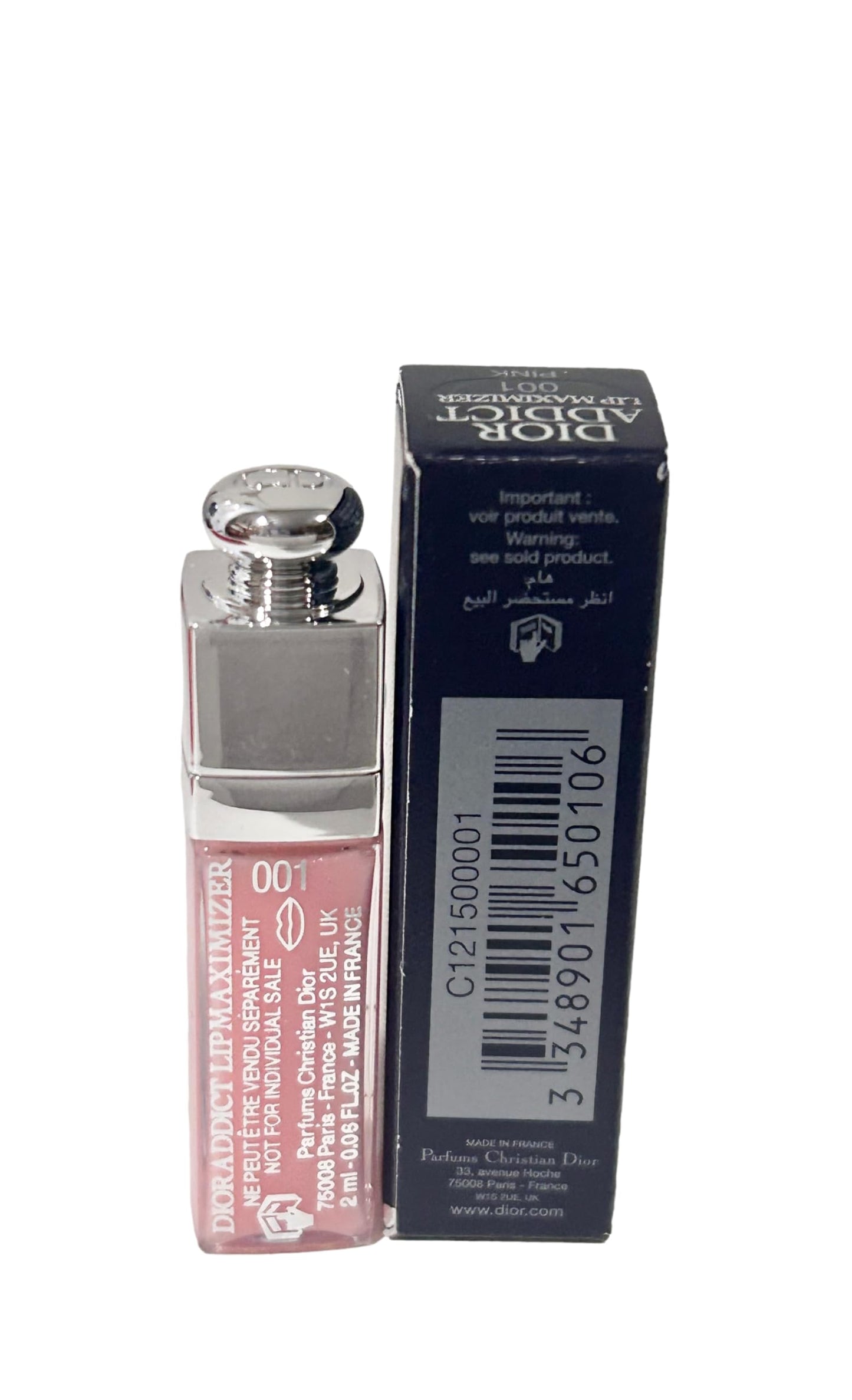Dior Addict Lip Maximizer Lip Plumping Gloss # 001 PINK (MINI/SMALL/SAMPLE SIZE/TRAVEL SIZE) 2 ml / 0.06 fl oz- (NOTE THIS IS VERY SMALL) - 0106