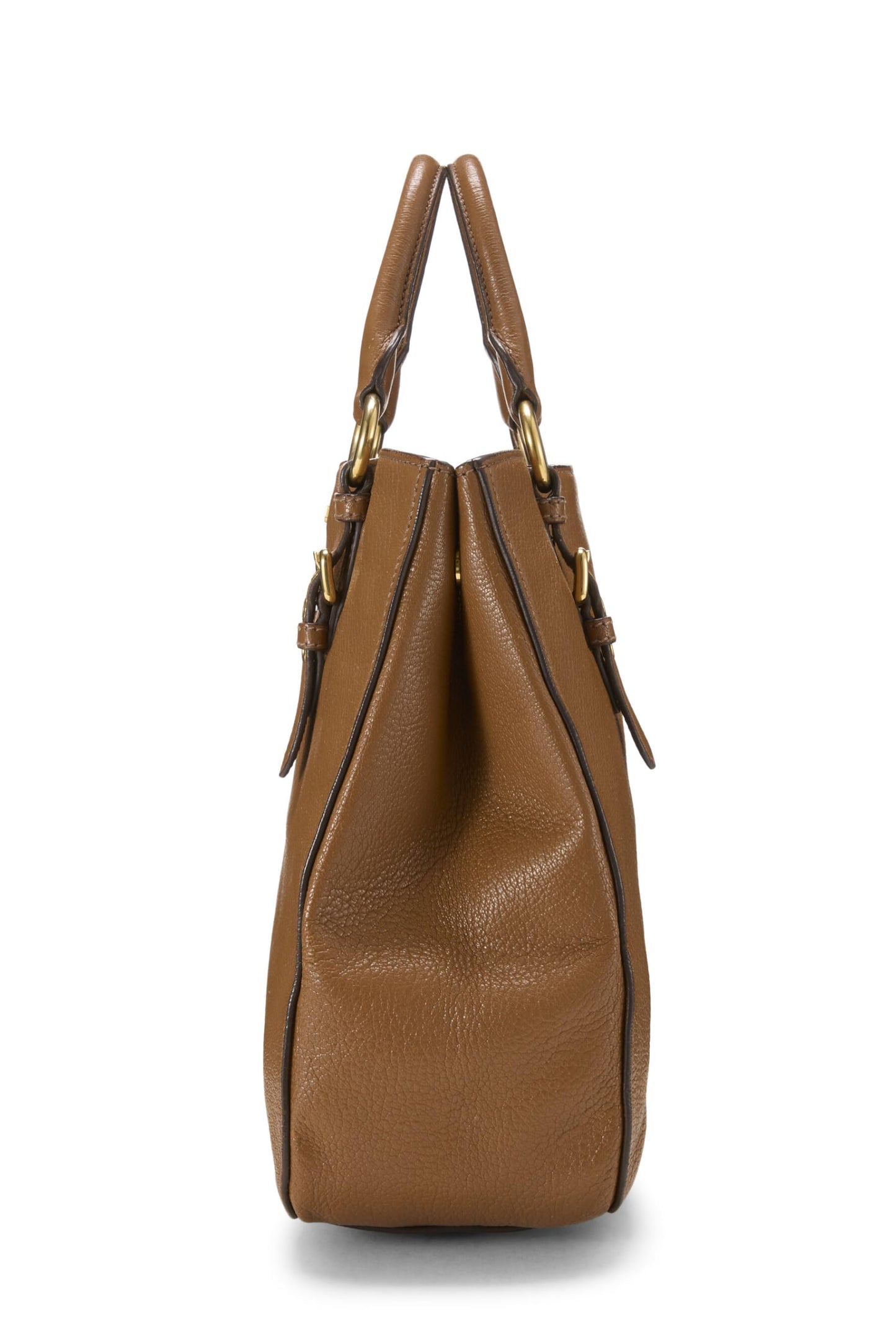 Miu Miu, Pre-Loved Brown Leather Convertible Tote Small, Brown