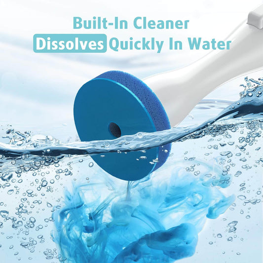 AIR U+ Electric Toilet Brush and Holder Set with 25 Disposable Refill Heads, Rechargeable & Wall-Mounted No Drilling Powerful Disposable Toilet Bowl Cleaner Wand