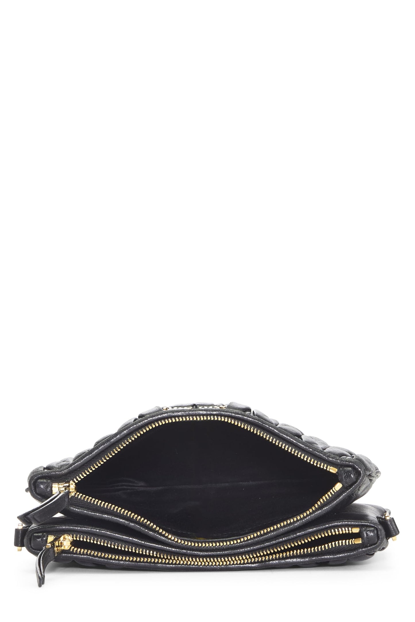 Miu Miu, Pre-Loved Black Nappa Double Zip Crossbody, Black
