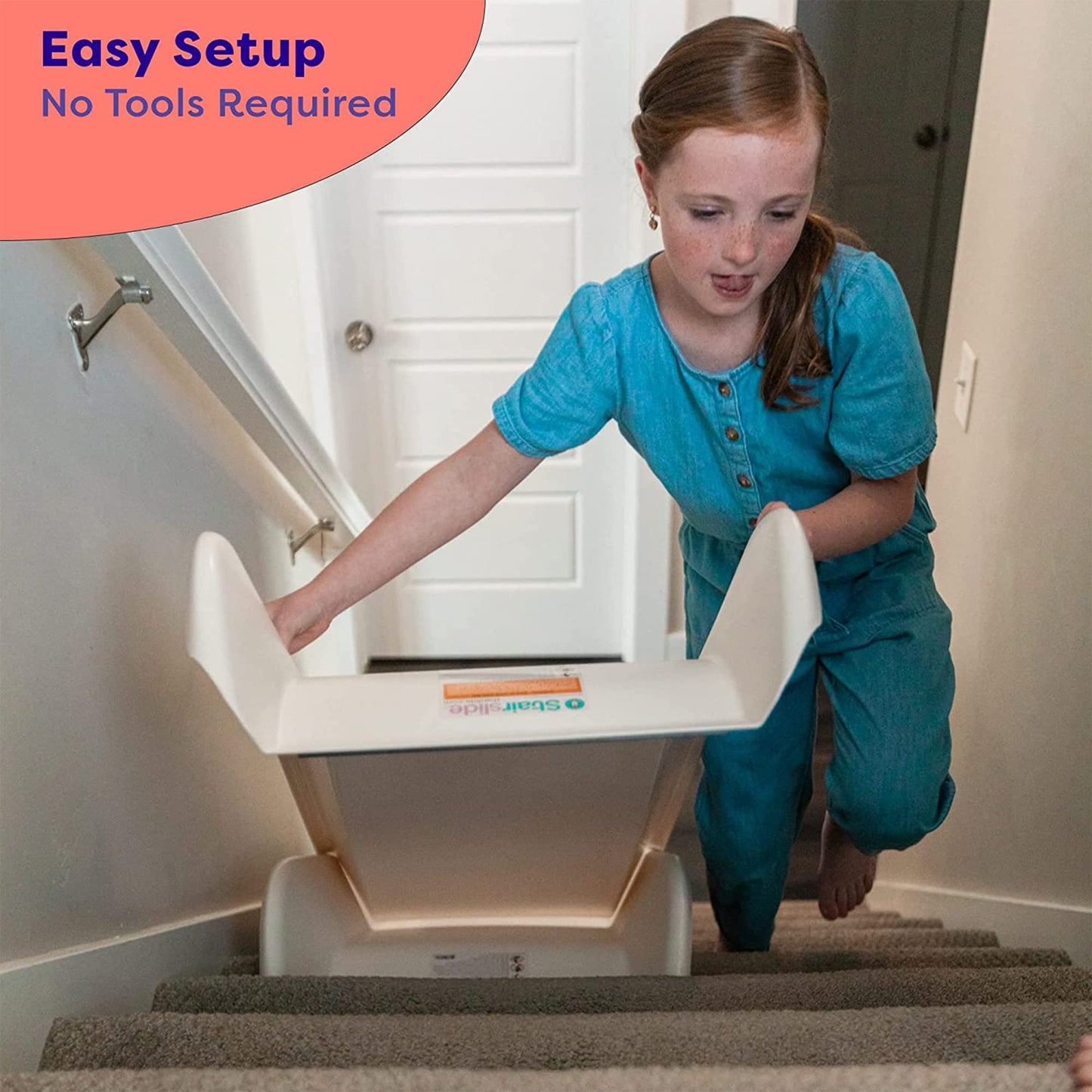 Stairslide 4-Pack Modular Indoor Slide for Home Staircases, White - Stair Attachment Ramps for Kids with Non-Slip Grip Bottom, Easy to Store, No Installation Needed