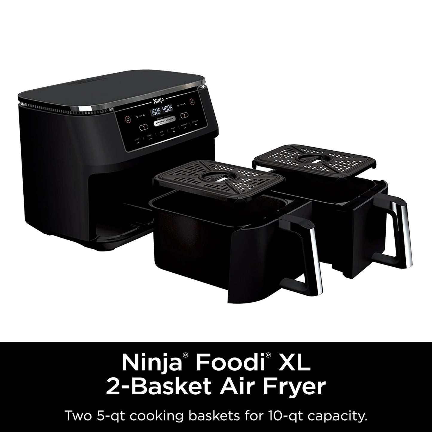Ninja R-AD300CO Foodi 6-in-1 10-qt. XL 2-Basket Air Fryer with DualZone Technology, Black - Certified Refurbished