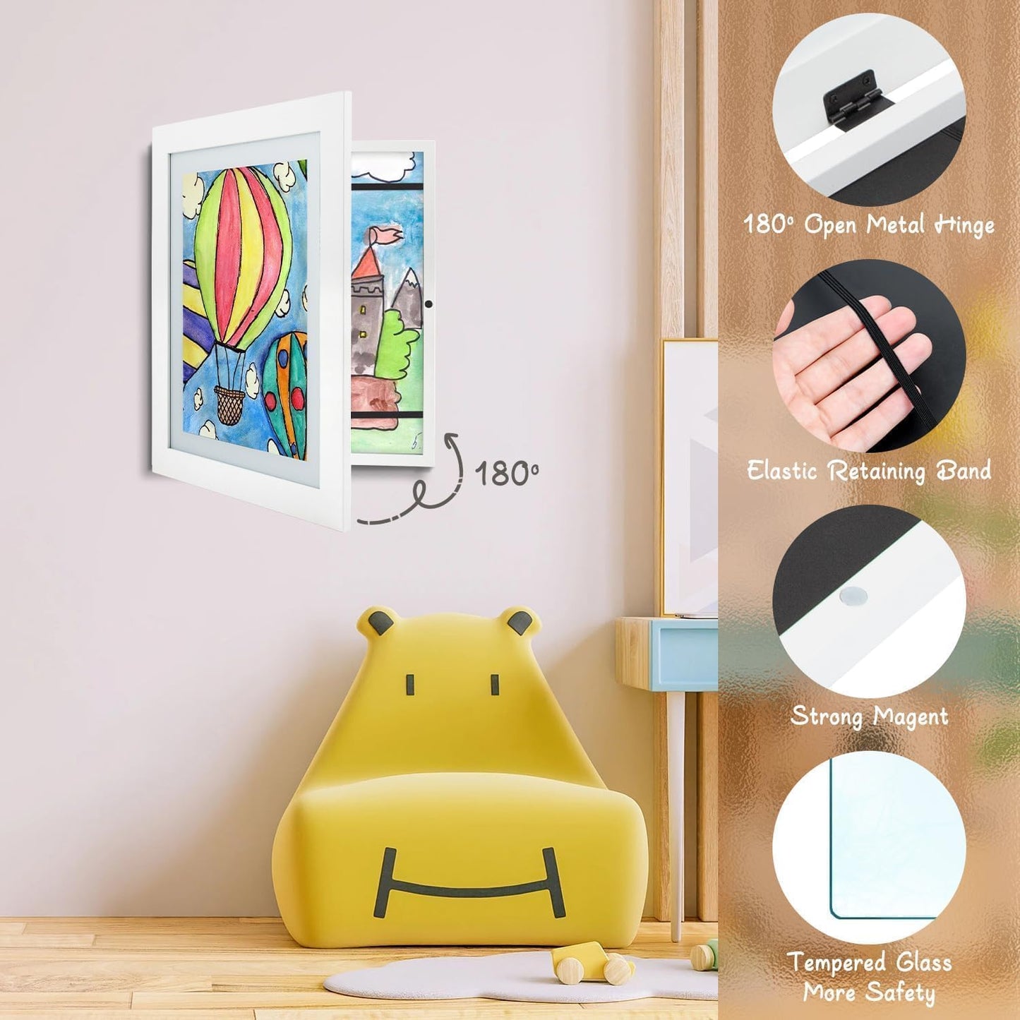 Golden State Art, 10x12.5 Kids Art Frames, Front-Opening Picture Frame Great for Kids Drawings, Artworks, Children Art Projects, Schoolwork, Home or Office (White, Set of 2)