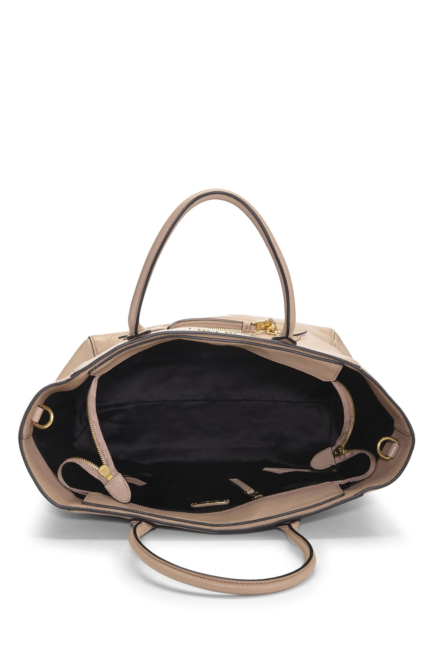 Miu Miu, Pre-Loved Pink Leather Madras Front Zip Pocket Tote Medium, Pink