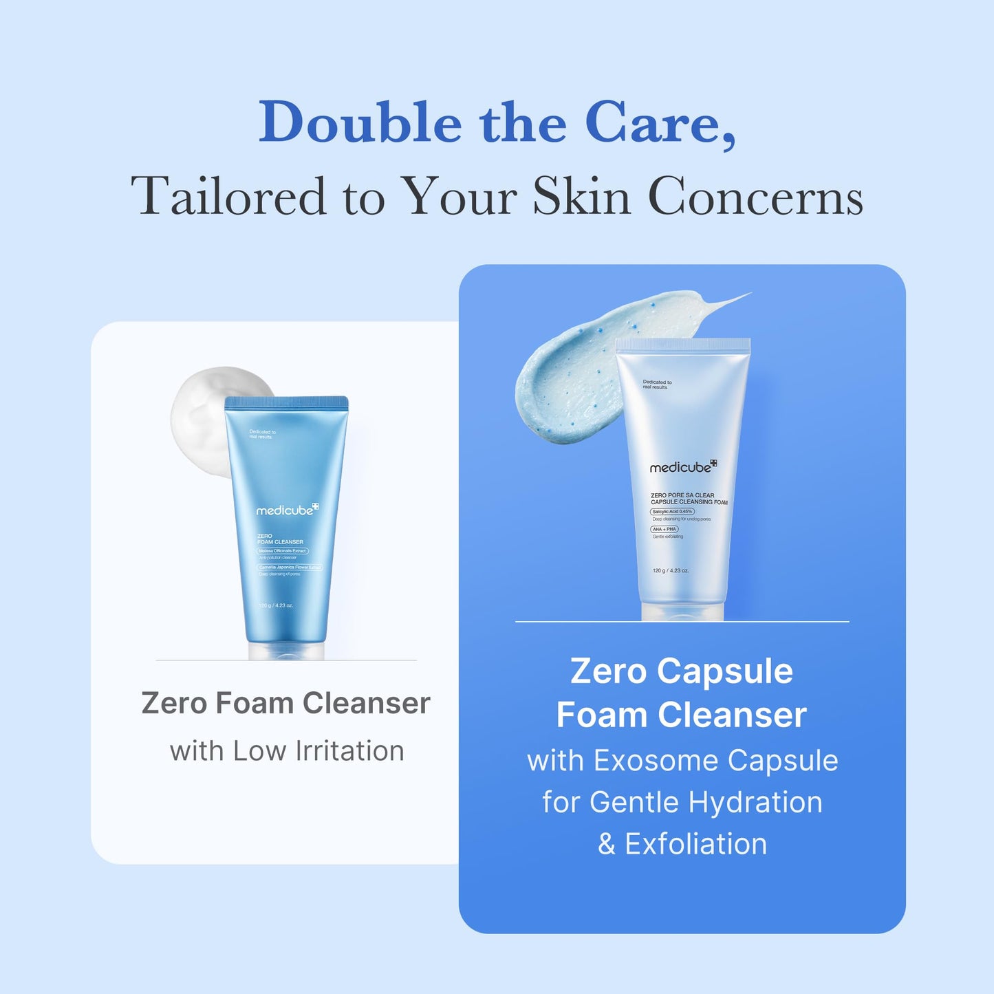medicube Cleansing Texture Trio: Zero Foam for Sensitive Skin, Blue Capsule Deep Cleanser & PDRN Whip Wash