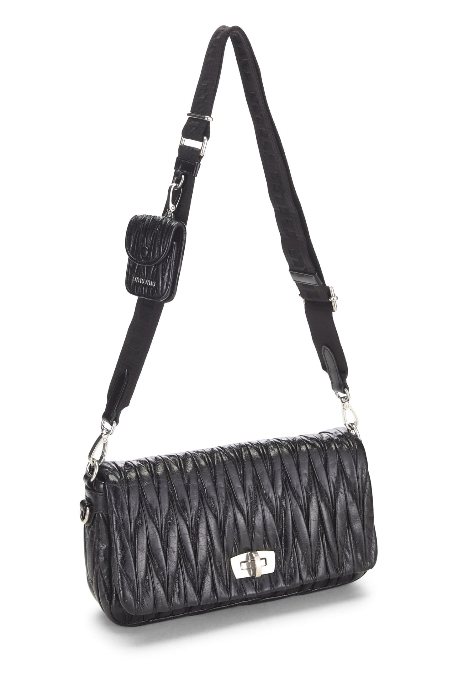 Miu Miu, Pre-Loved Black Nappa Crossbody, Black