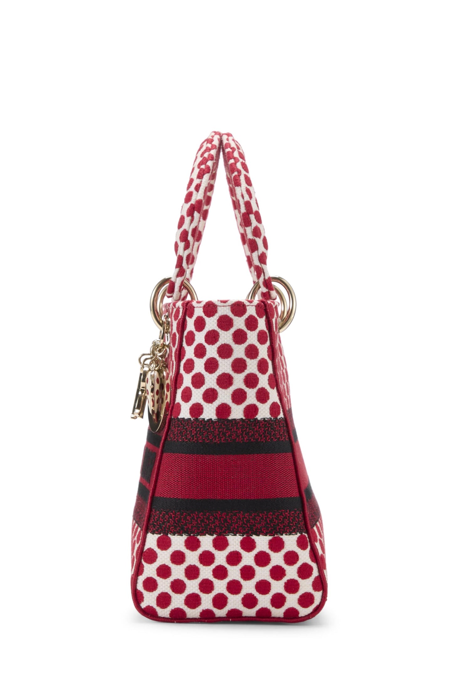 Dior, Pre-Loved Red Embroidered Canvas Dioramour Lady D-Lite Medium, Red