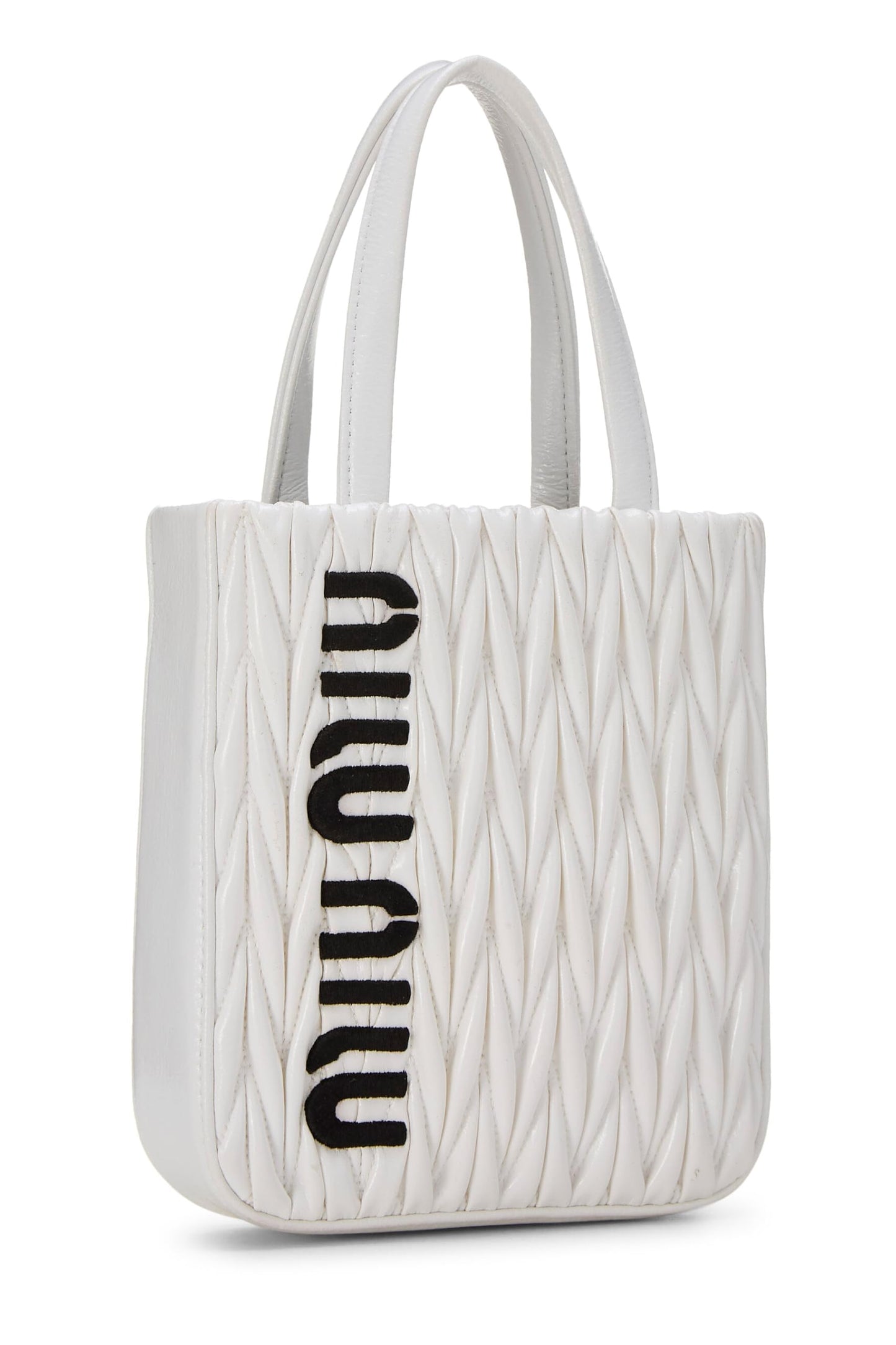 Miu Miu, Pre-Loved White Nappa Convertible Top Handle Bag, White