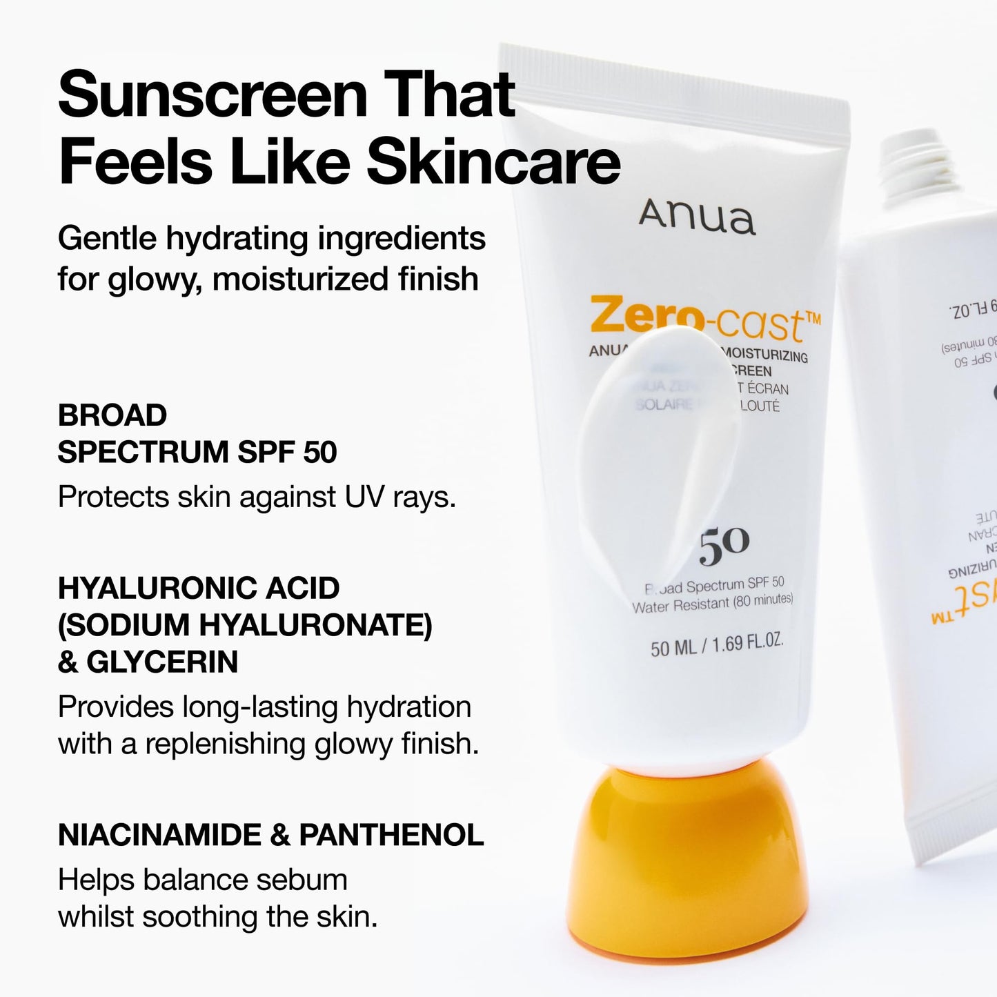 Anua Ultimate Glow Protection Duo, Zero-Cast Moisturizing Finish Sunscreen + Niacinamide 10 + TXA 4 Serum, SPF 50,No White Cast, Facial Serum for face, Korean skincare Set