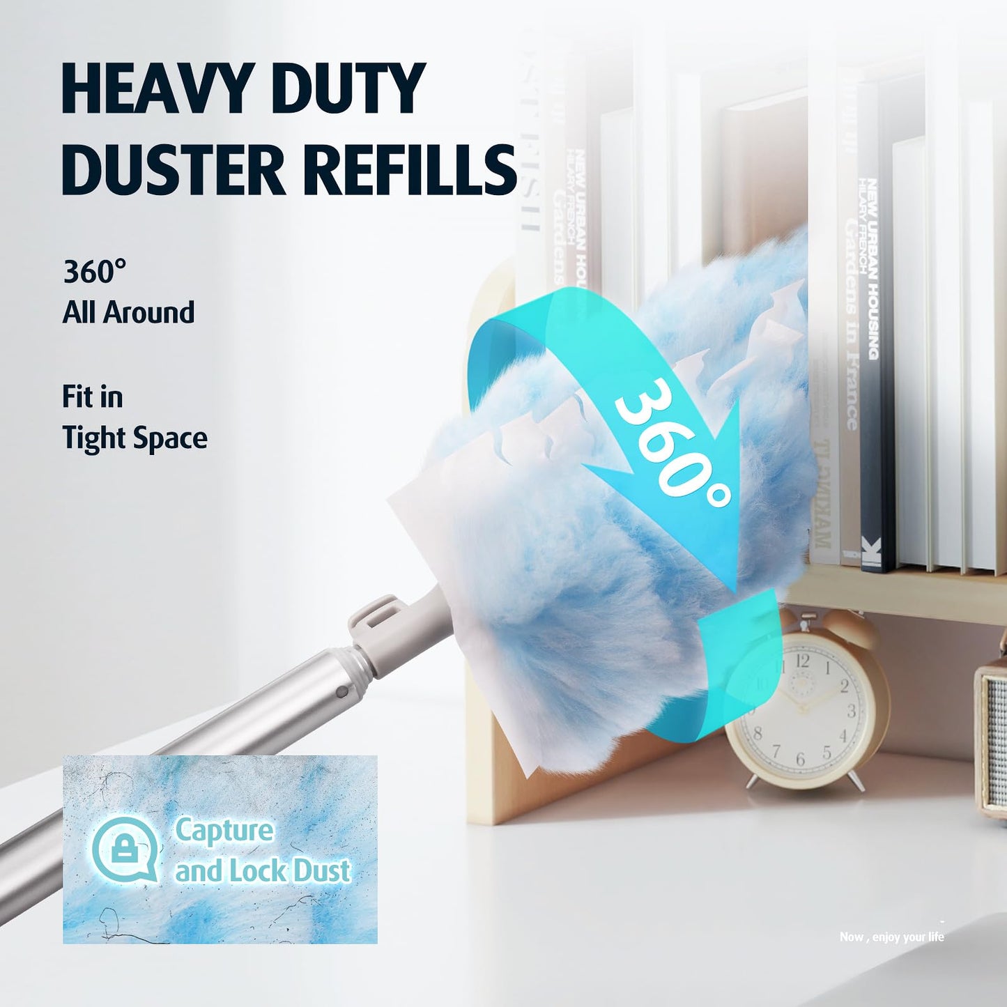 6 ft Extendable Duster Handle with 20 Refills, Compatible with Swiffer, Disposable Microfiber Dusting Pads for Home Cleaning, Ceiling, Fan, Window, Hard-to-Reach Areas