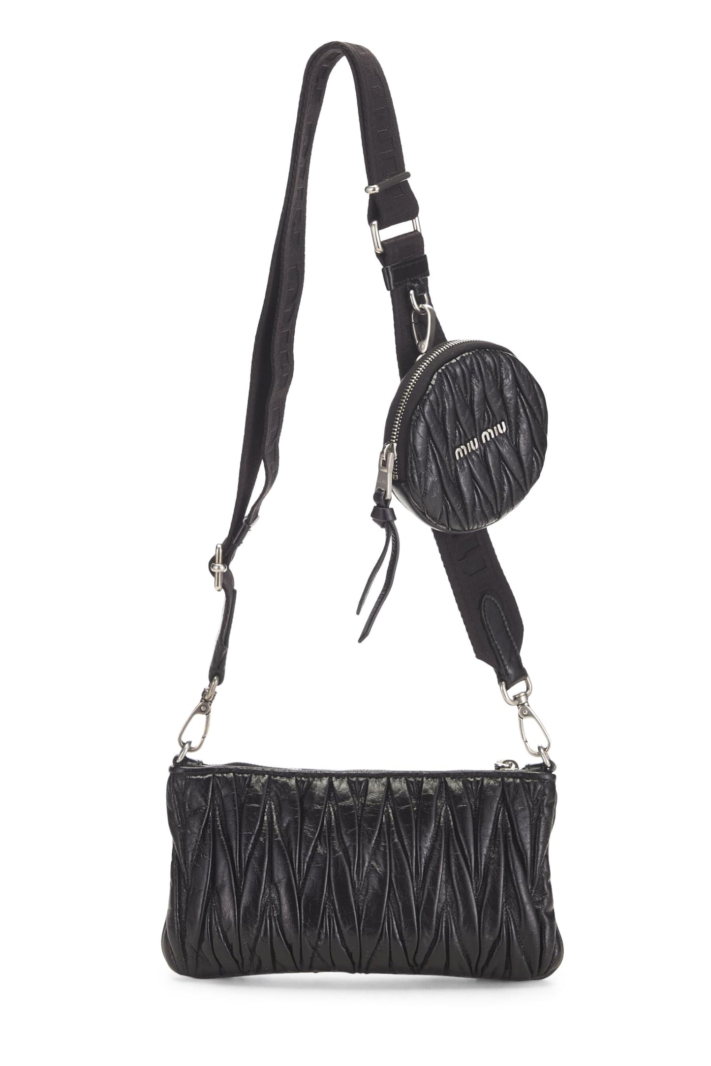 Miu Miu, Pre-Loved Black Nappa Crossbody, Black