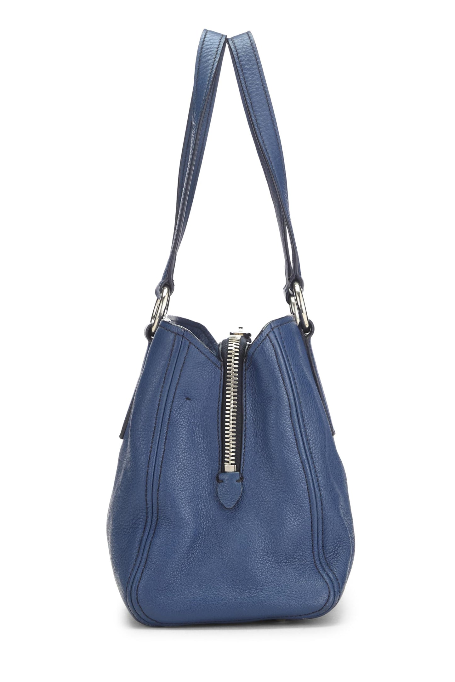 Miu Miu, Pre-Loved Blue Calfskin Convertible Tote, Blue