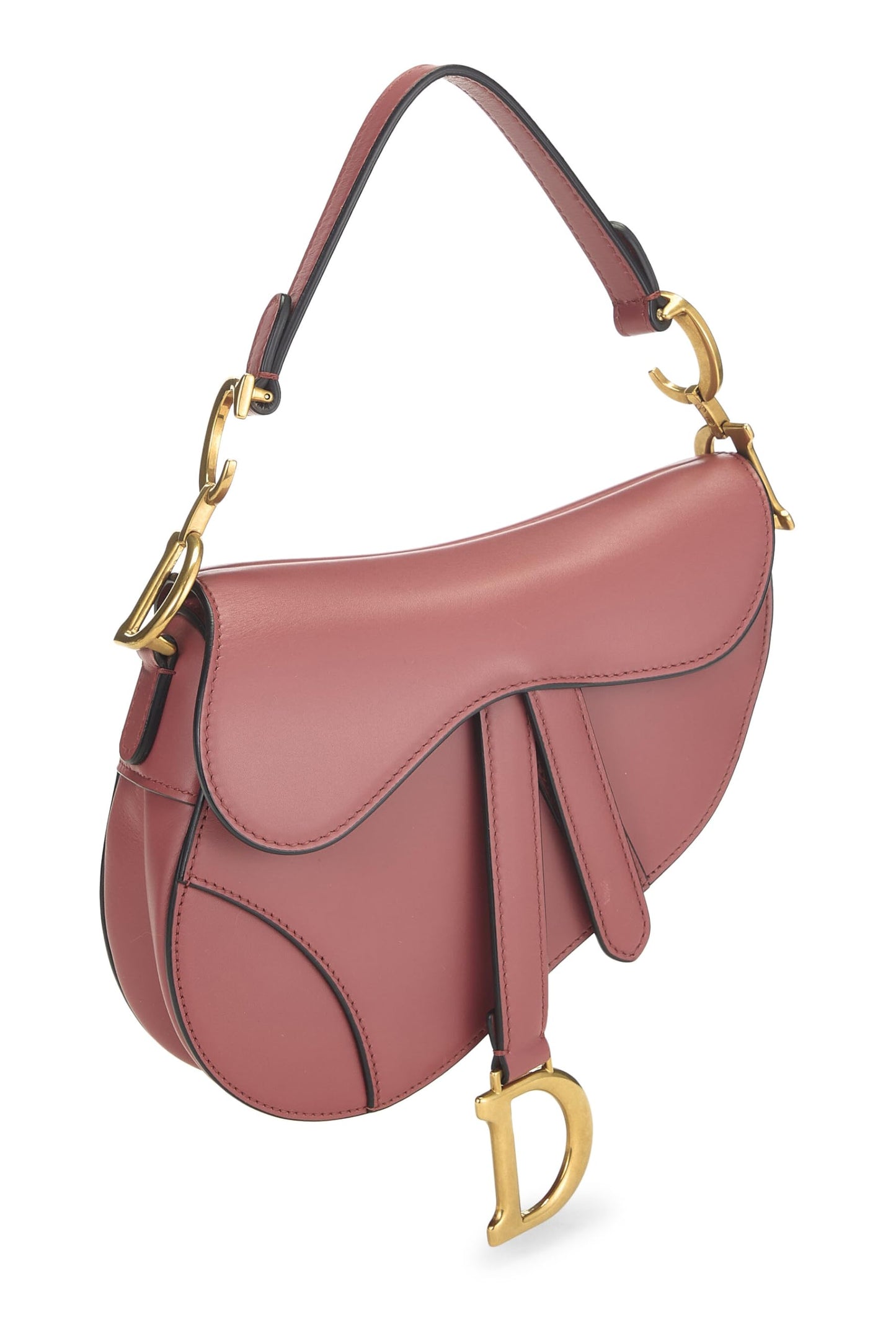 Dior, Pre-Loved Pink Calfskin Saddle Bag Mini NM, Pink
