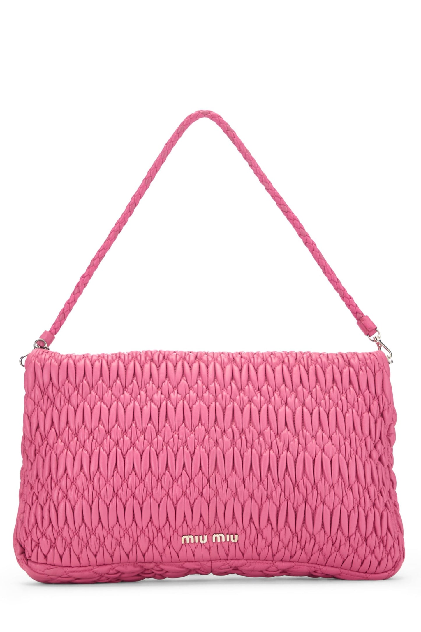 Miu Miu, Pre-Loved Pink Nappa Crystal Flap Shoulder Bag, Pink