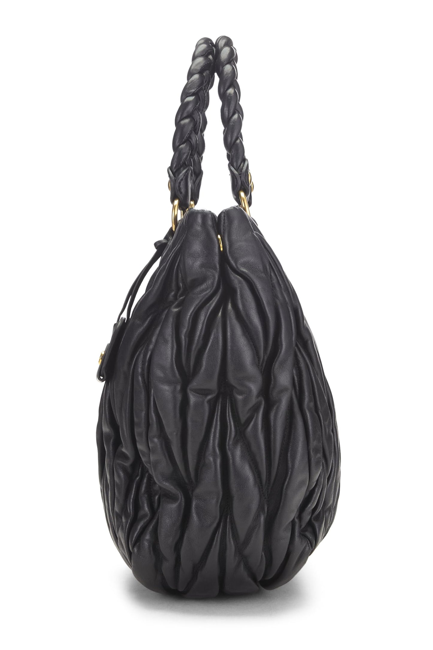 Miu Miu, Pre-Loved Black Nappa Buckle Handbag, Black