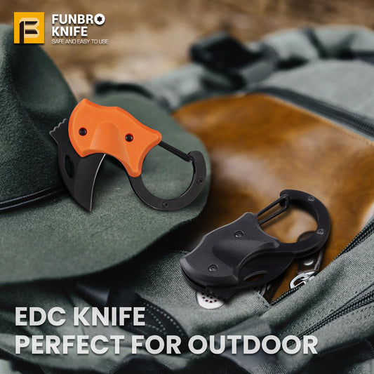 FUNBRO Small Pocket Knife for Men, Cool Folding Knife Box Cutter with 1.34inch Sharp Blade, Mini EDC Knives for Everyday Carry, Great Gift for Men (Orange)