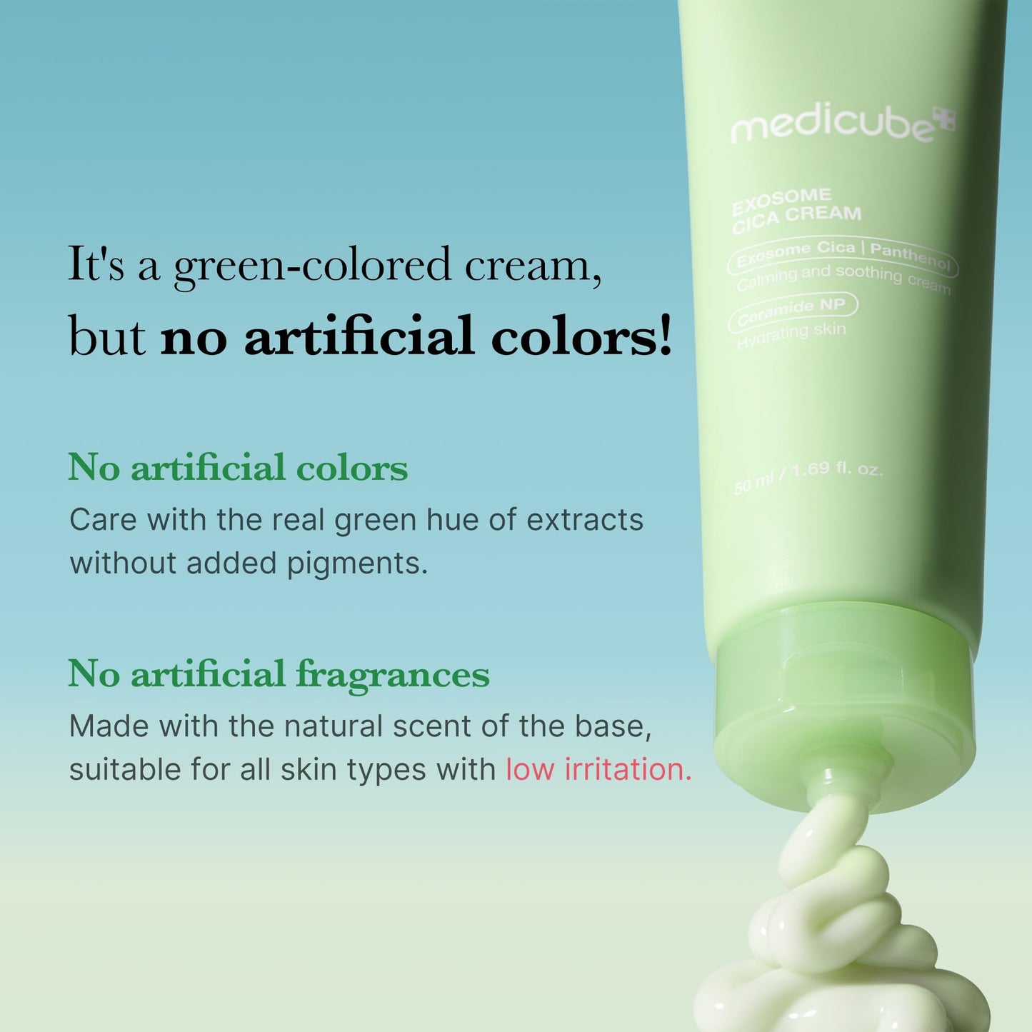 medicube Exosome Cica Tea Tree Cream for Sensitive Skin with Centella Asiatica help reduce redness and breakouts. | Low-irritating, Moisturizing Daily Texture Care | Korean Skincare | 1.7 fl oz