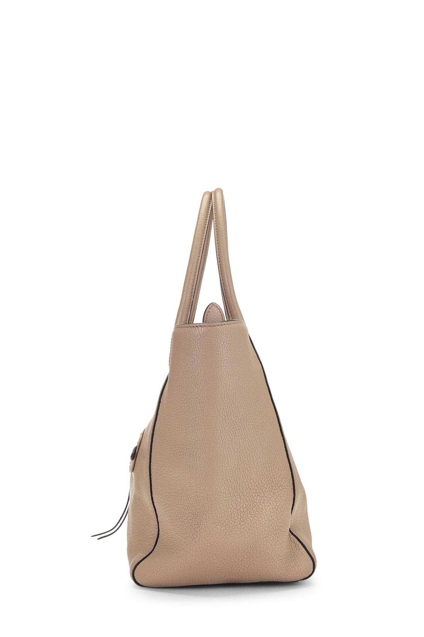 Miu Miu, Pre-Loved Pink Leather Madras Front Zip Pocket Tote Medium, Pink