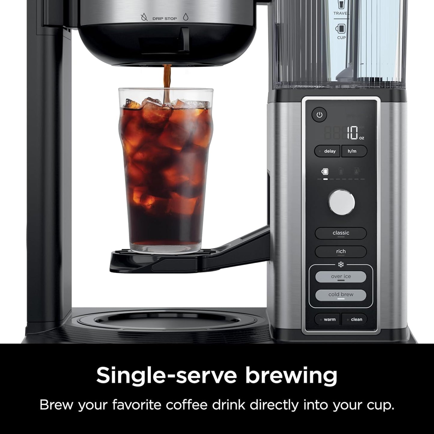 Ninja CM371 Hot & Iced XL Coffee Maker with Rapid Cold Brew, 4 Brew Styles, 8 Sizes Small Cup to Travel Mug, Single-Serve and 12-Cup Carafe, Permanent Filter, Removable Reservoir, Black (Renewed)