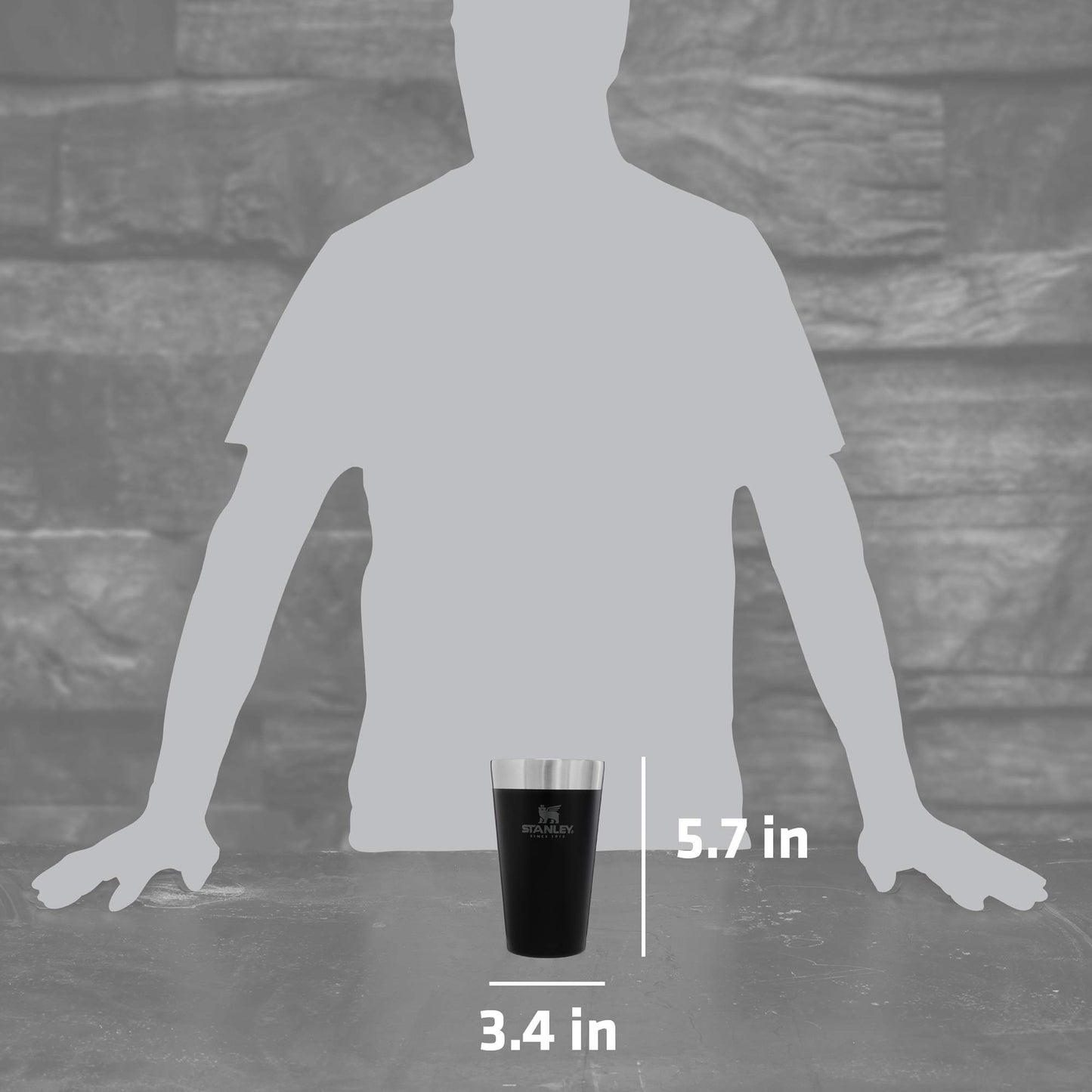 Stanley Adventure Stacking Beer Pint Glass 16oz | Stackable Drinking Cup for Cold Beverages | Dishwasher Safe | Insulated Stainless Steel Tumbler | BPA-Free | Matte Black