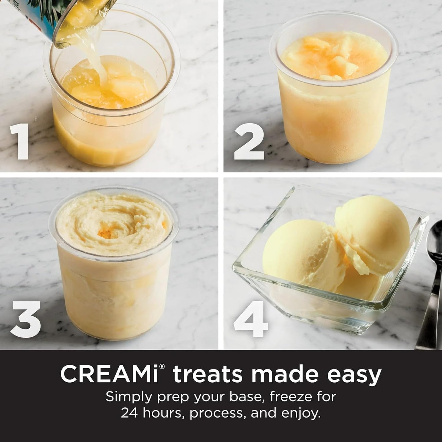 Ninja CREAMi Ice Cream Maker, 5 One-Touch Programs, Includes (2) 16oz Pints with Lids, Transform Frozen Bases to Ice Cream, Sorbets, Milkshakes, Vegan, Dairy-Free Options, NC300 White (Renewed)