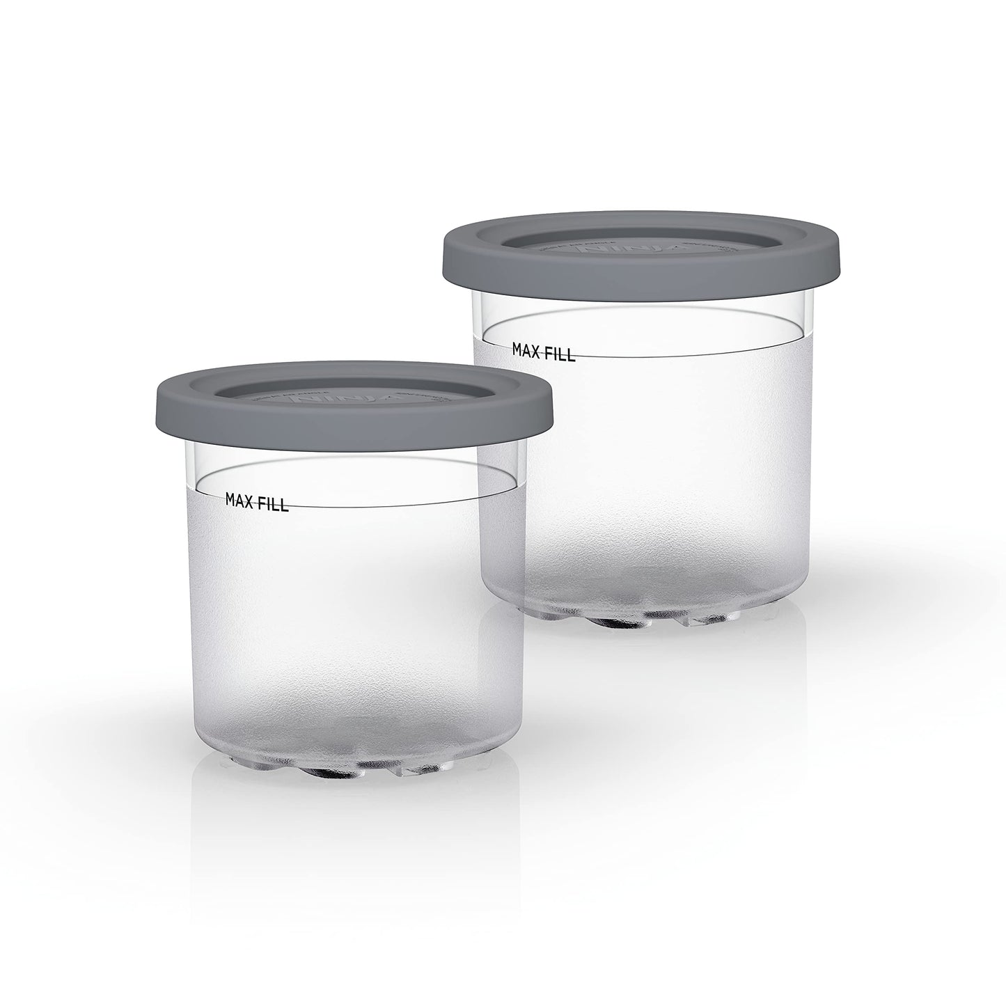 Ninja XSKPNTLD2C, Pints and Lids for CREAMi Ice Cream Maker, 2 Pack, Clear/Grey (Canadian Version)