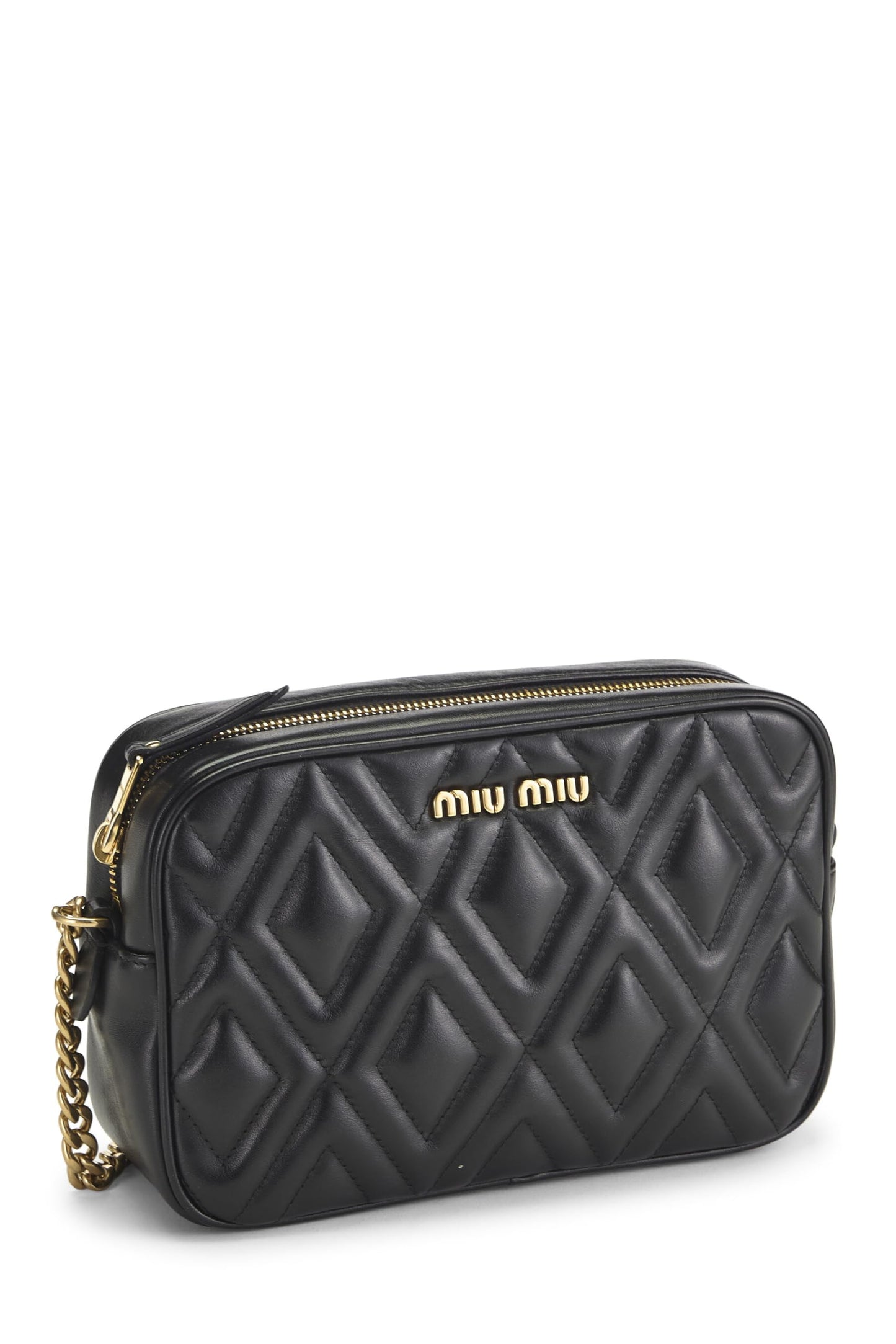 Miu Miu, Pre-Loved Black Nappa Matelassé Camera Bag, Black