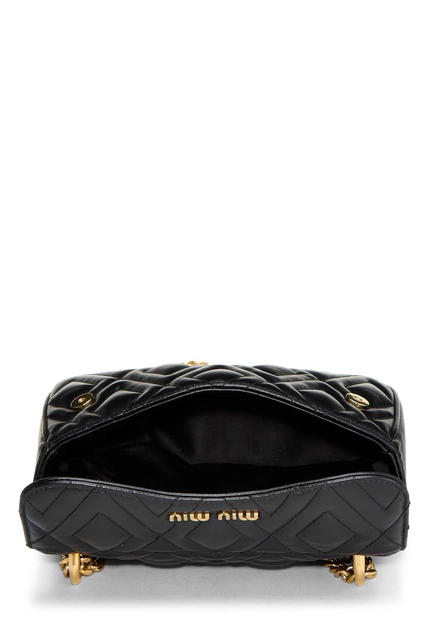 Miu Miu, Pre-Loved Black Calfskin Diamond Quilted Shoulder Bag, Black