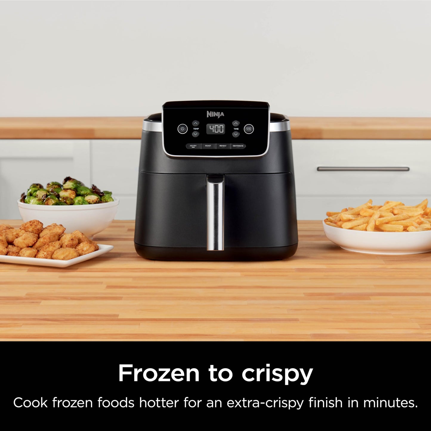 Ninja Air Fryer Pro 4-in-1 Capacity 5 m2 (4.7 Litres) Outdoor Roast, BBQ, Heating, Drainage, BBQ, Air Crisp Technology, Non-stick Basket and Crispy Griddle, Grey