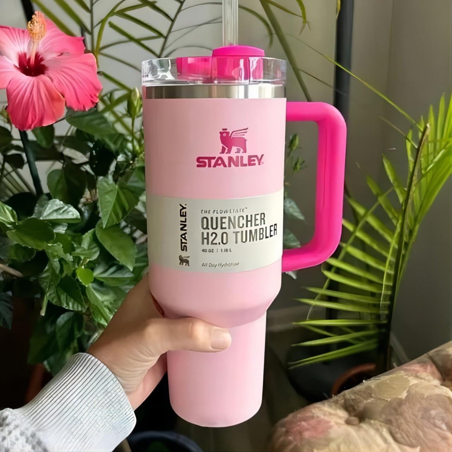 STANLEY 40oz Stainless Steel H2.0 FlowState Quencher Tumbler Flamingo 200-00-4540
