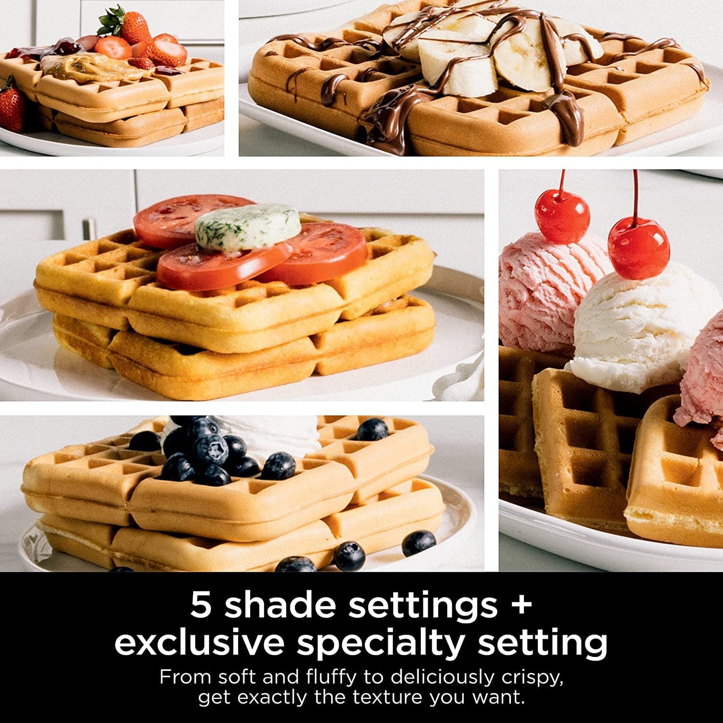 Ninja BW1001 NeverStick PRO Belgian Waffle Maker, Vertical Design, 5 Shade Settings, Precision-Pour Cup NOT Included* (Renewed) (Black/Gray)