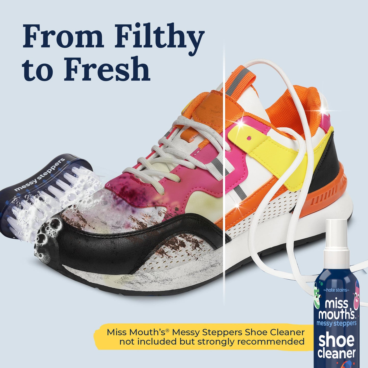 Miss Mouth's Messy Steppers Shoe Cleaner Brush - Remove Dirt, Grass, Scuffs from Rubber, Canvas, and Leather from the makers of Miss Mouth's Messy Eater Stain Treater